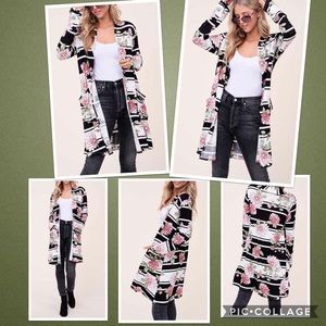 Stripe with floral cardigan